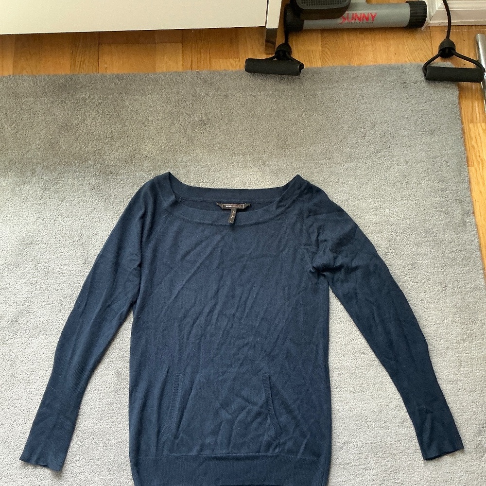 Boatneck navy blue BCBGMax Azria sweater